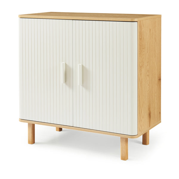 Sideboard Ferrersp con 2 ante 80x80x40 cm effetto quercia/colore sabbia [en.casa]