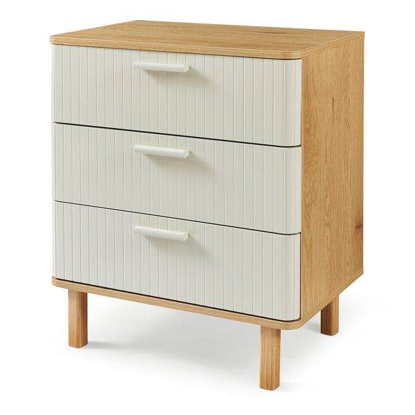 Cassettiera Ferrersp a 3 Cassetti Comò 70 x 60 x 40 cm - Effetto Rovere / Avena Oatmeal [en.casa]