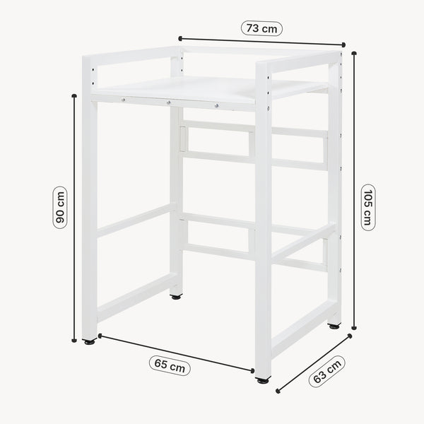 Scaffale Supporto per Incolonnamento Lavatrice Asciugatrice Hökangend in Acciaio 105x73x63 cm - Bianco [en.casa]