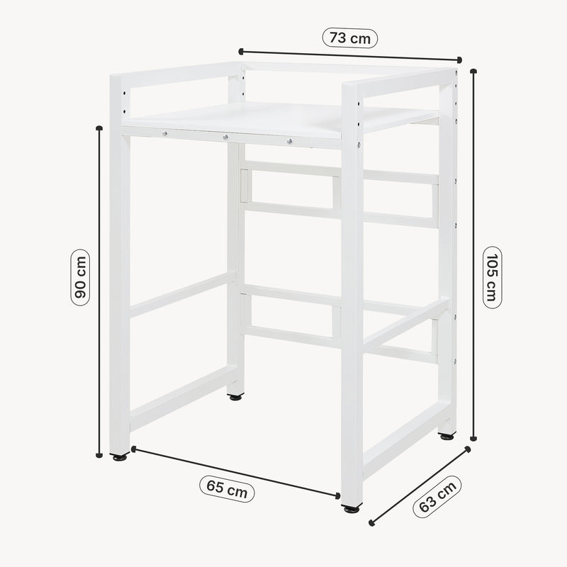 Schizzo in scala Scaffale Supporto per Incolonnamento Lavatrice Asciugatrice Hökangend in Acciaio 105x73x63 cm - Bianco [en.casa]
