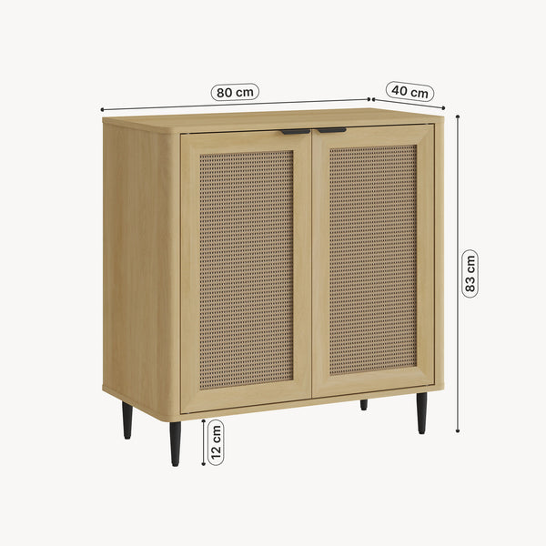 Credenza Bassa Lukhomso Ante con Inserto Intreccio 83x80x40 cm Effetto Rovere [en.casa] 