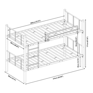 Letto a castello in metallo Berimma con 2 materassi 90x200 cm Nero [en.casa]