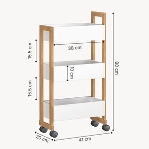 Carrello Varulta 80x41x20 cm Naturale/Bianco [en.casa]