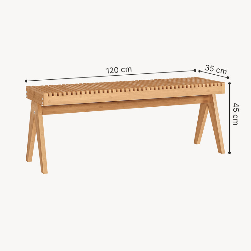Schizzo in scala Panca da Scarpe Lasdarvoo Seduta in Bambù Naturale 120 x 35 x 45 cm [en.casa]