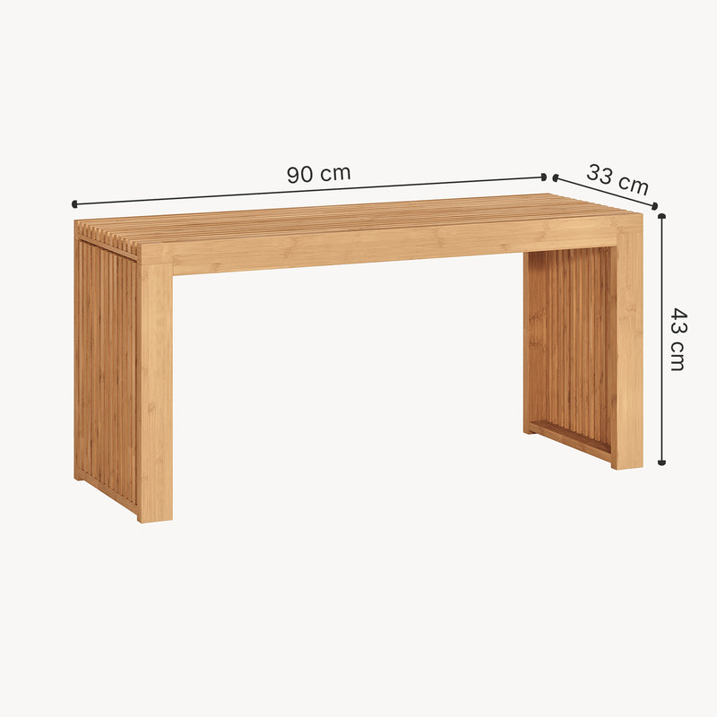 Schizzo in scala Panca da Scarpe Korjad Seduta in Bambù Naturale 90 x 33 x 43 cm [en.casa]