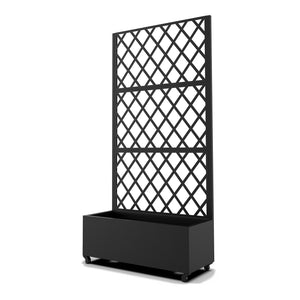 Parete divisoria Malja con fioriera in acciaio 190x82x38 cm Nero [casa.pro]