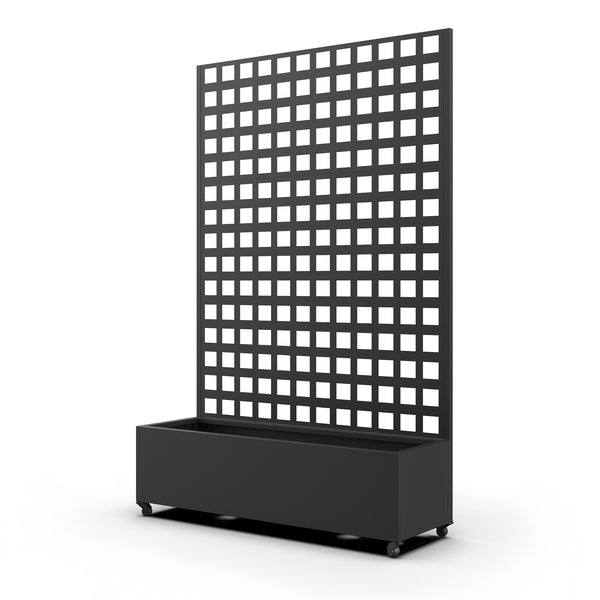 Parete divisoria Toma con fioriera in acciaio 190x82x38 cm Nero [casa.pro]