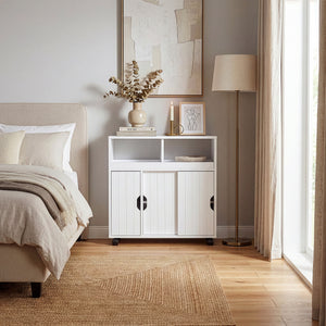 Mobiletto su ruote Fadeskimma 72x70x20 cm Bianco [en.casa]