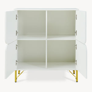 Credenza Reyri Madia Moderna Salvaspazio con 4 Ante 90x80x35 cm Bianco / color Oro [en.casa] 