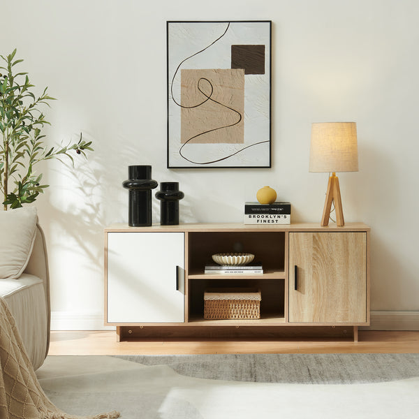Mobile TV Kenta 120x39x52 cm effetto quercia Sonoma/bianco [en.casa]