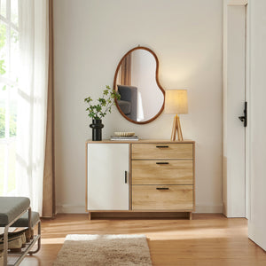 Credenza Kenta 100x35x72 cm effetto quercia Sonoma/bianco [en.casa]