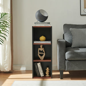 Scaffale da Terra Trond Libreria a 3 Scomparti Aperti 80 x 30 x 23 cm - Nero/Effetto Noce [en.casa]