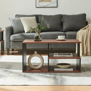 Tavolino Trond 80x40x42 cm Nero/Noce [en.casa]