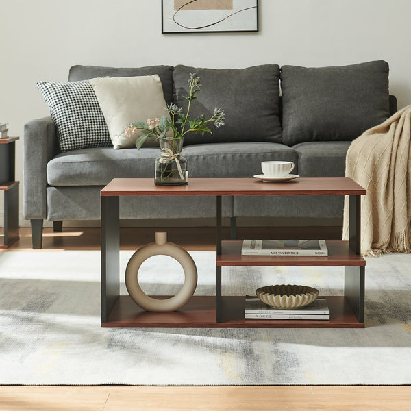 Tavolino Trond 80x40x42 cm Nero/Noce [en.casa]