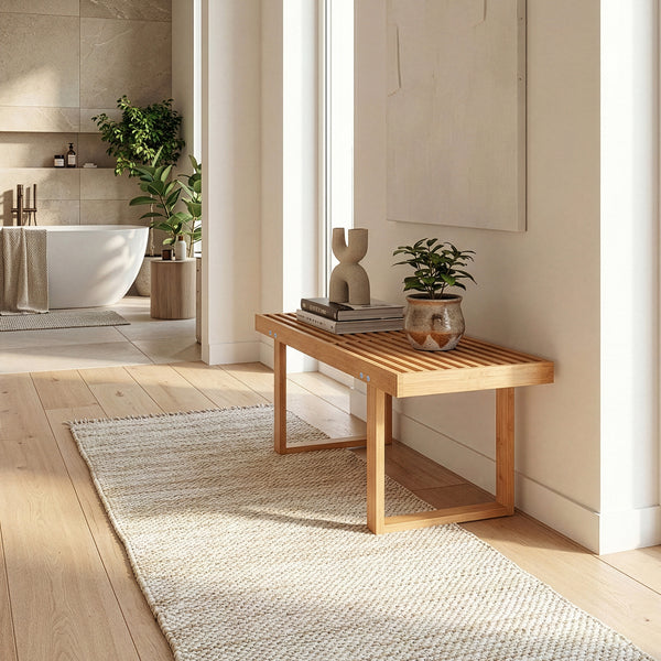 Panca da Ingresso Aarela Seduta in Bambù Naturale 91 x 41 x 38 cm [en.casa]