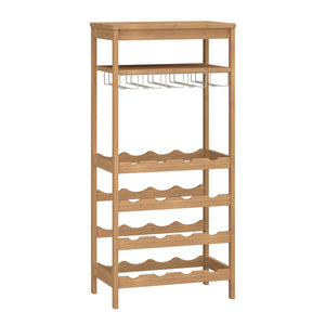 Scaffale Portabottiglie Fillby Cantinetta Vino 100 x 47 x 29 cm in Bambù Naturale [en.casa]