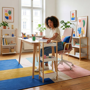 Scaffale da Terra Anun in Bambù Mobile da Bagno con 3 Cestini 78 x 80 x 40 cm - Color Naturale / Bianco [en.casa]