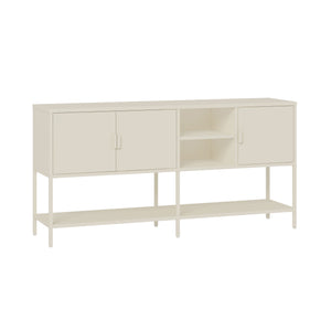 Credenza Bassa Kliri Madia con Ripiano e 6 Scomparti 160 x 40 x 80 cm - Bianco Crema [en.casa]
