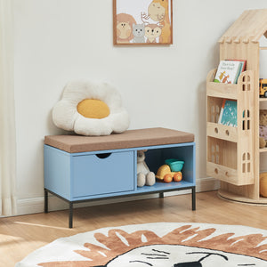 Panca Portascarpe Colwyn con Cuscino Scarpiera con Seduta Imbottita 80 x 40 x 45 cm - Blu [en.casa]