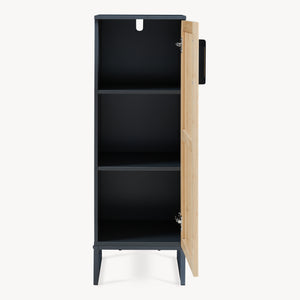 Mobile da Terra Svanes con Anta in Bambù e Ripiani per Bagno 90 x 30 x 30 cm - Grigio Scuro/Naturale [en.casa]
