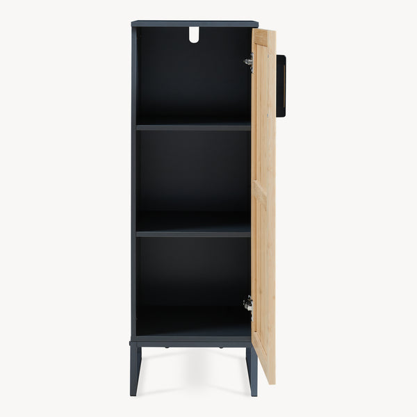 Mobile da Terra Svanes con Anta in Bambù e Ripiani per Bagno 90 x 30 x 30 cm - Grigio Scuro/Naturale [en.casa]