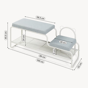 Panca Portascarpe Jässaatka con Sgabello per Bambini 100 x 32 x 46 cm - Grigio [en.casa]