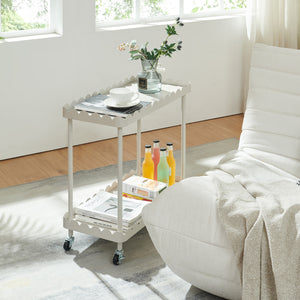 Carrello Portaoggetti Bolmanralu a 2 Ripiani e Rotelle 60 x 61 x 31 cm Struttura in Acciaio - Grigio [en.casa]