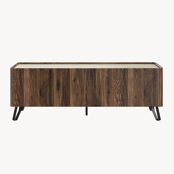 Mobile TV Trorlon 160x40x55 cm effetto noce/travertino [en.casa]