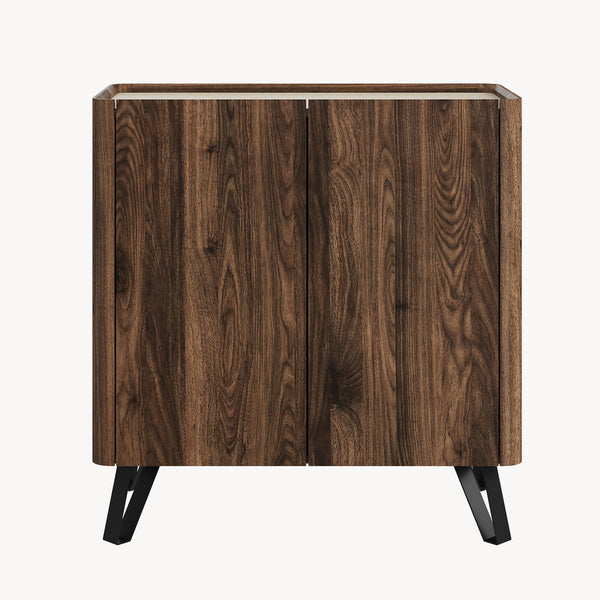 Comò Trorlon 83x80x40 cm effetto noce/travertino [en.casa]