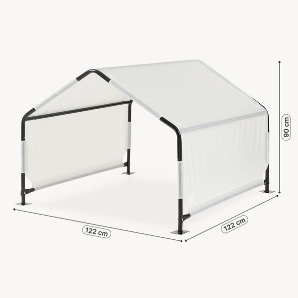 Tenda da Esterno Valevali per Cani Cuccia Impermeabile 122 x 122 x 90 cm - Nero/Bianco [en.casa]