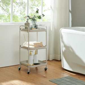 Carrello di Servizio Kelevn Portatutto a 3 Ripiani e Rotelle 67 x 33 x 31 cm in Acciaio - Grigio [en.casa]