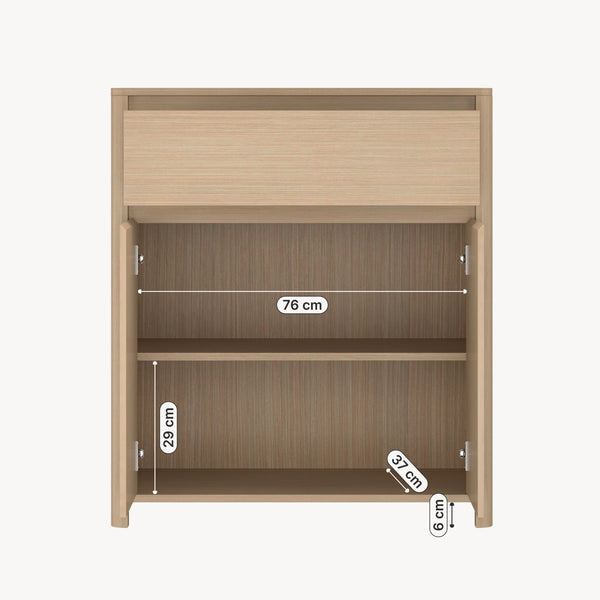 Credenza Takranmaa con Cassetto e Ante 88x79x39 cm Effetto Rovere [en.casa] 