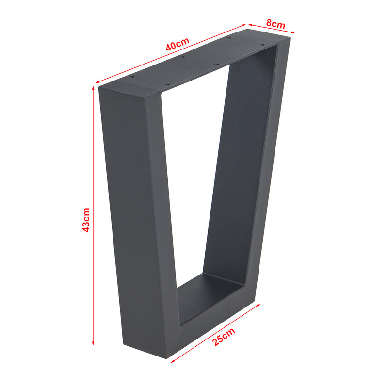 Schizzo in scala Set Lalling di 2 Gambe Trapezoidali per Mobili 'Fai da Te' in Acciaio - Nero [en.casa]