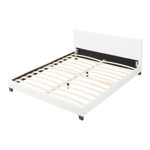 Letto Matrimoniale a Testiera Alta Letto a 2 Piazze 180x200 cm Rivestimento in Similpelle Bianco Corium