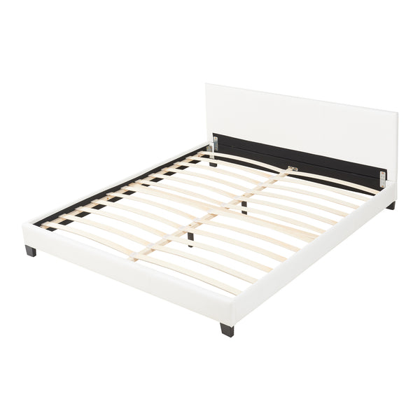 Letto Matrimoniale a Testiera Alta Letto a 2 Piazze 180x200 cm Rivestimento in Similpelle Bianco Corium