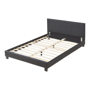 Letto in ecopelle Albacete 140x200 cm Nero Corium