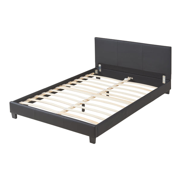 Letto in ecopelle Albacete 140x200 cm Nero Corium