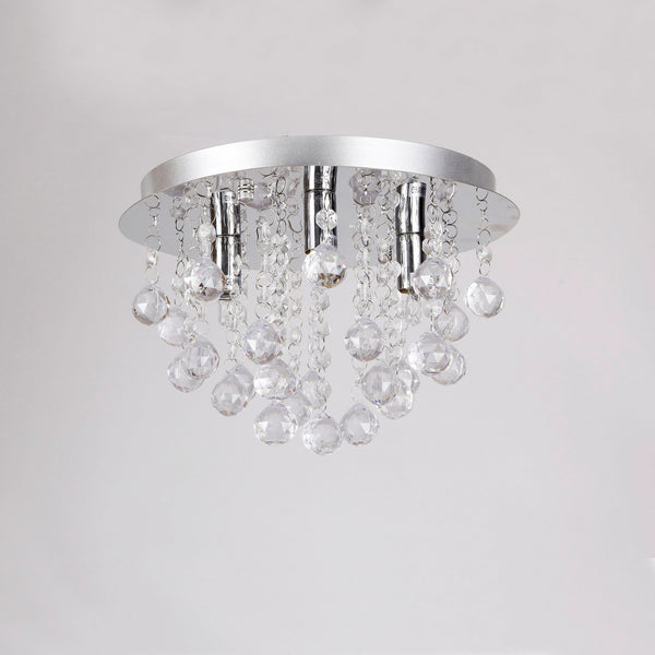 Plafoniera Rotonda Trio con 3 Fonti Luce e Cristalli Artificiali - Cromo/Argento lux.pro 