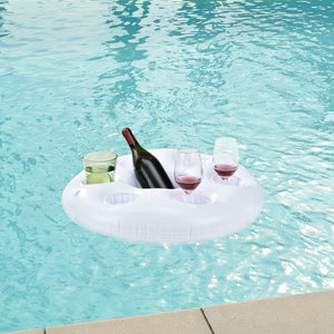 Set di 5 Portabevande Galleggiante per Piscina Supporto Gonfiabile per Drink Ø60 cm Bianco casa.pro