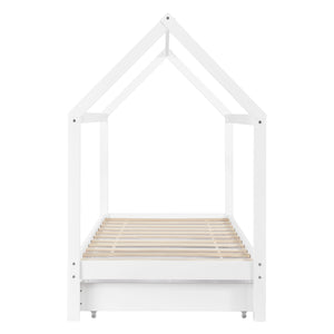 Lettino per bambini Lund 90x200 cm con cassetti Legno di pino Bianco en.casa