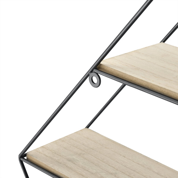 [en.casa] Mensola da Parete a Forma di Diamante a 3 Ripiani 47 x 12 x 64 cm Scaffale da Muro in Metallo e Legno Portaoggetti