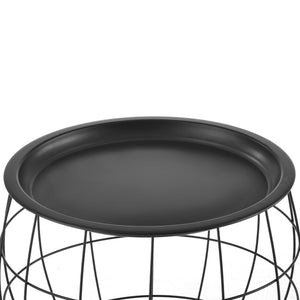 Tavolino da salotto Neman set da 3 cestini in metallo nero en.casa