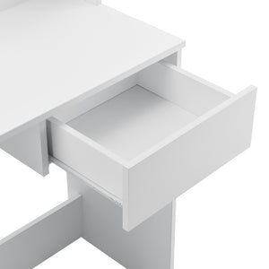 Toeletta Rustenburg 141x75x40 cm con specchio e cassetto Bianco en.casa