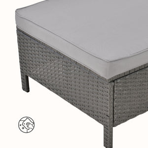 Set Mobili da Giardino Murcia in Polyrattan Tavolino Divano Pouf con Cuscini - Grigio [en.casa]