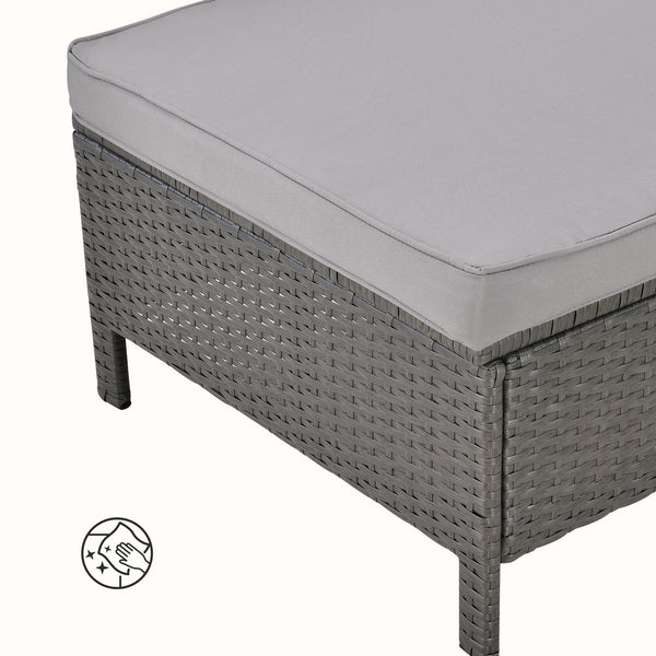 Set Mobili da Giardino Murcia in Polyrattan Tavolino Divano Pouf con Cuscini - Grigio [en.casa]