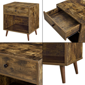 Tavolino Ronneby 58x50x40cm con cassetto Tonalità di legno scuro en.casa