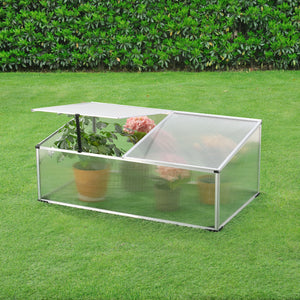 Mini Serra da Balcone/Terrazza per Piante Box Traslucido in Policarbonato 60 x 100 x 30/40 cm Protezione Piantine con Tettuccio Diviso e Apribile