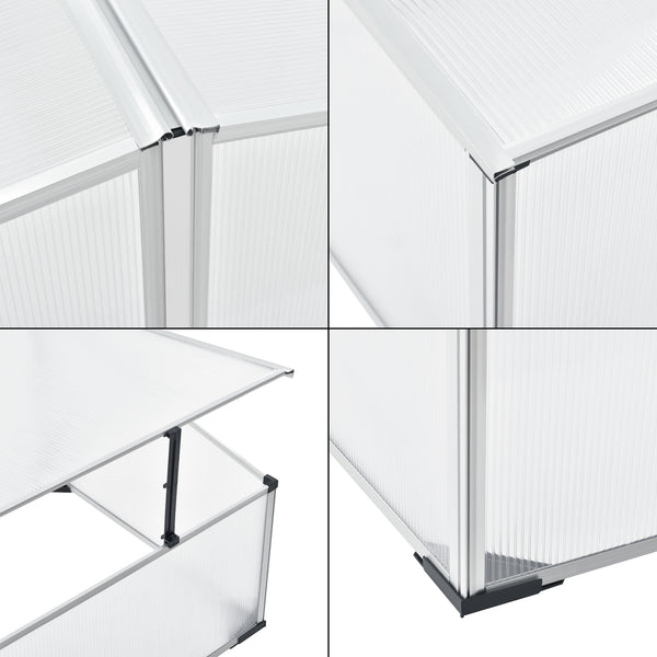 Frühbeet Mossel con doppio tetto 100x120x40 cm alluminio policarbonato en.casa