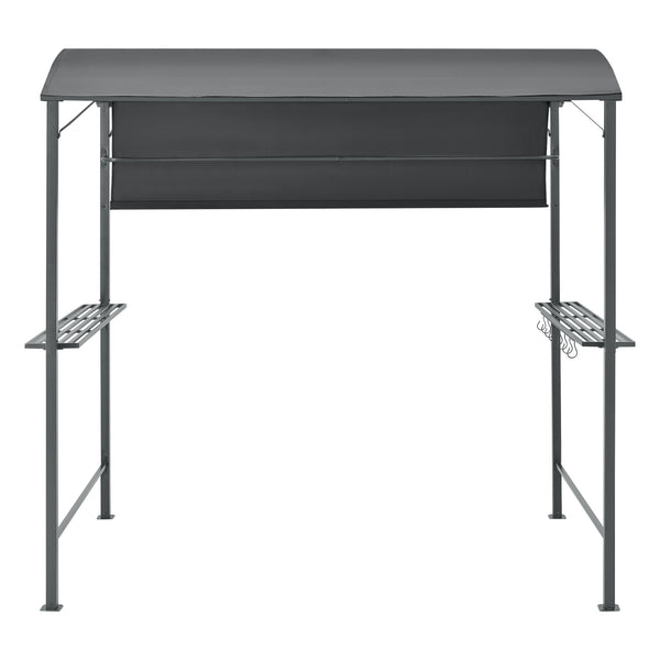 Gazebo per Barbecue Pyrgos con 2 Ripiani 215 x 220 x 140 cm - Grigio Scuro [en.casa]