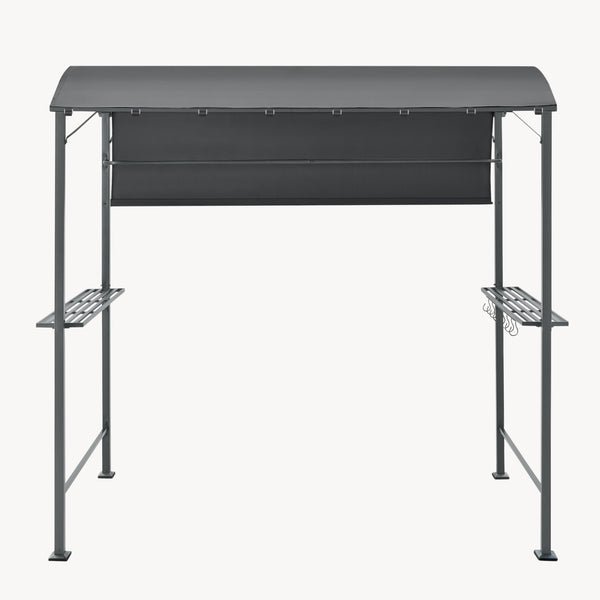 Gazebo per Barbecue Pyrgos con 2 Ripiani 215 x 220 x 140 cm - Grigio Scuro [en.casa]